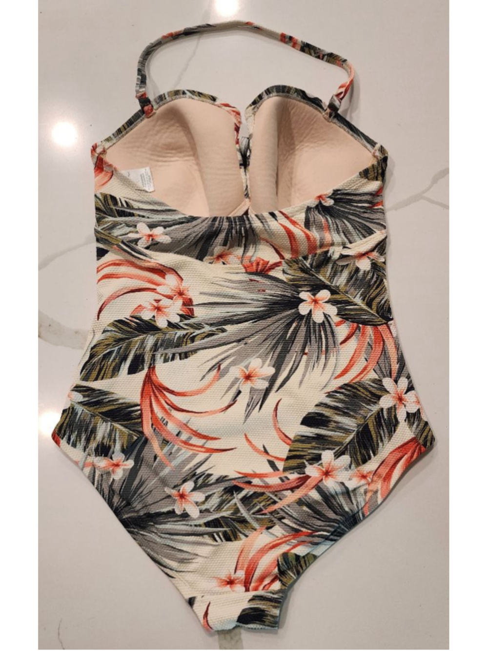 Kona Sol Women's One Piece Swimsuit Large L Floral Tropical Palm Leaf Textured - Picture 2 of 8